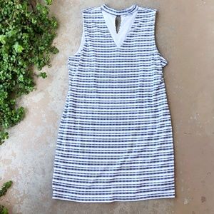 1. State Dresses - 1 State Cutout White Gray Stripe Mini Dress 1. State Dresses - 1 State Cutout White Gray Stripe Mini Dress